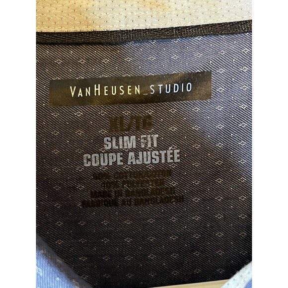 Van Heusen Studios Slim Fit Men’s XL Blue Long Sleeve Button Up Dress Shirt Used - Picture 3 of 6